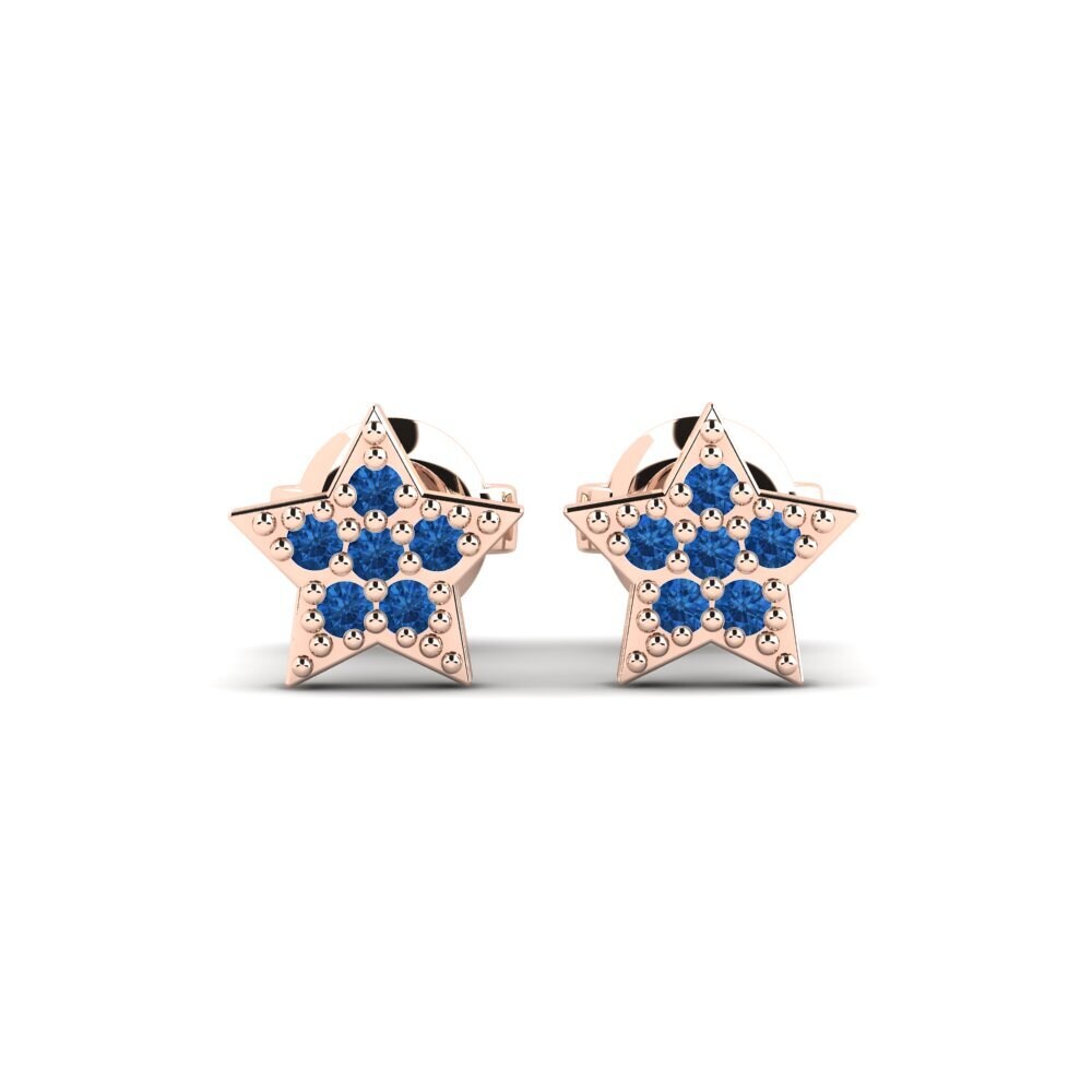 14ct Rose Gold Dark Blue Zirconia Kid's Earring Wasan
