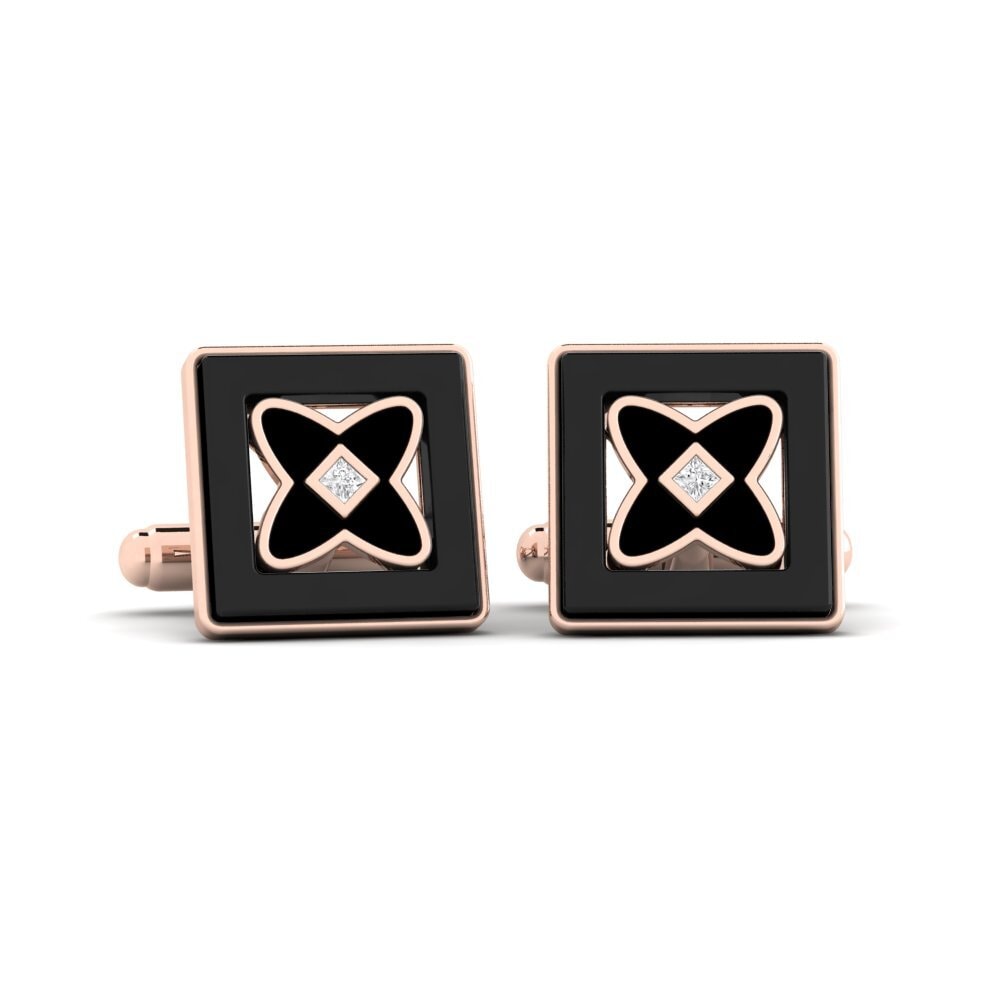 14ct Rose Gold White sapphire Cufflink Wasserman