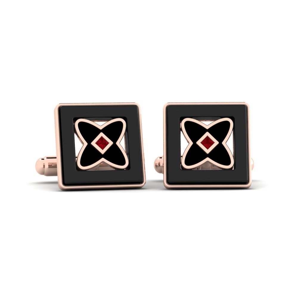 14k Oro Rosa Circonita Roja Gemelo Wasserman