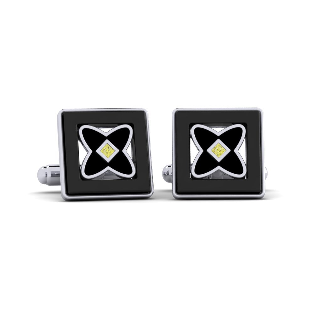 950 Palladium Yellow Diamond Cufflink Wasserman