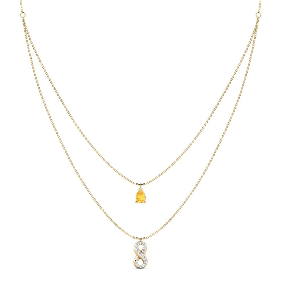 9ct Yellow Gold Citrine Women's Necklace Wavelove