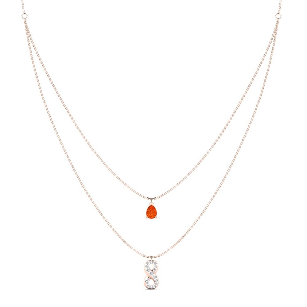 9ct Rose Gold Fire Opal Women's Necklace Wavelove