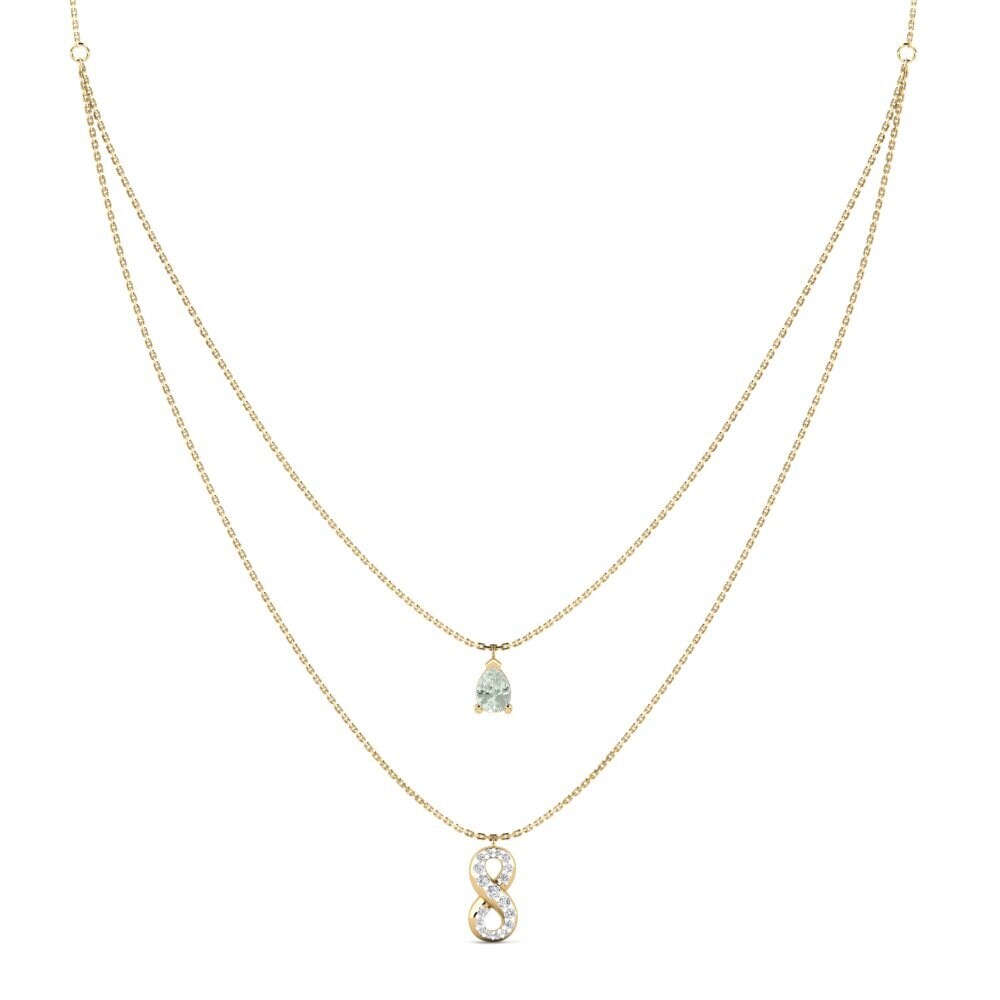 18ct Yellow Gold Green Amethyst Women's Necklace Wavelove
