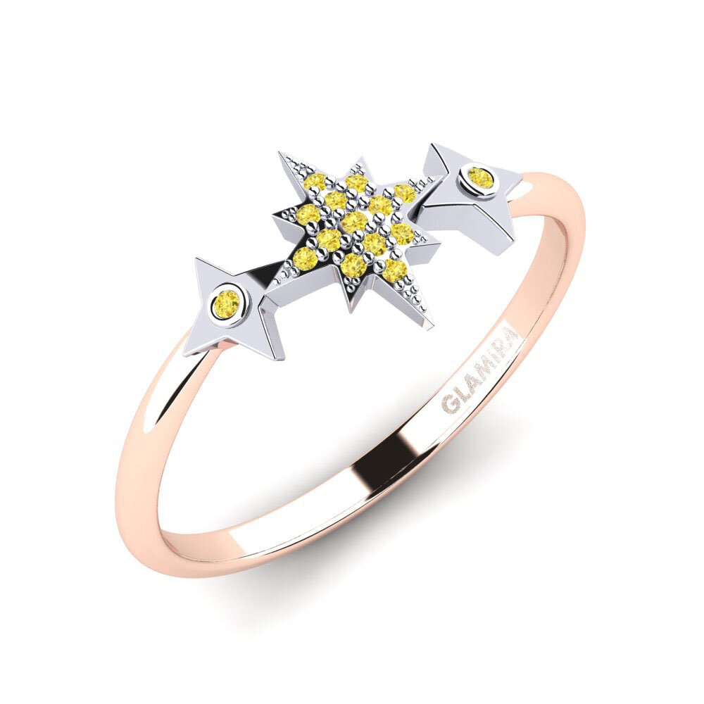 14k Oro Rosa & Blanco Zafiro amarillo Anillo Wazn