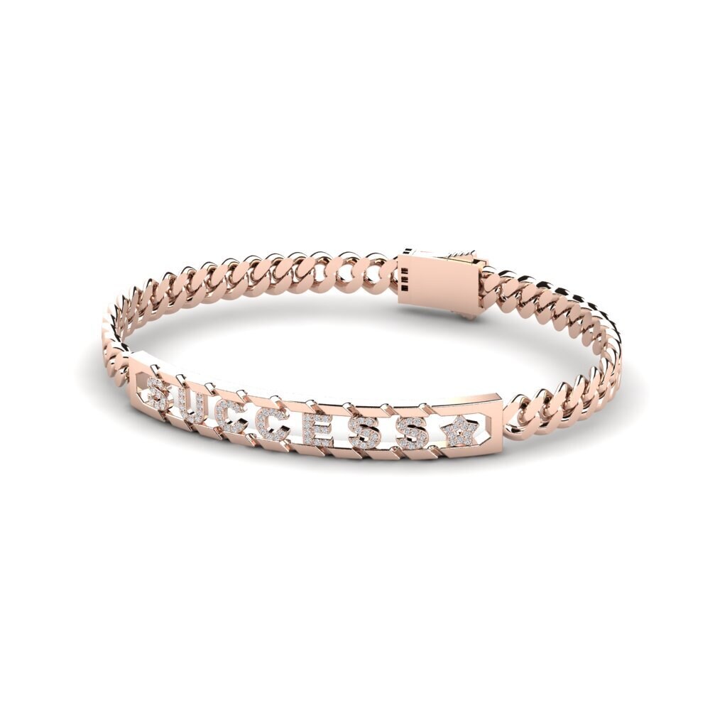 14ct Rose Gold Diamond Men's Bracelet Webber