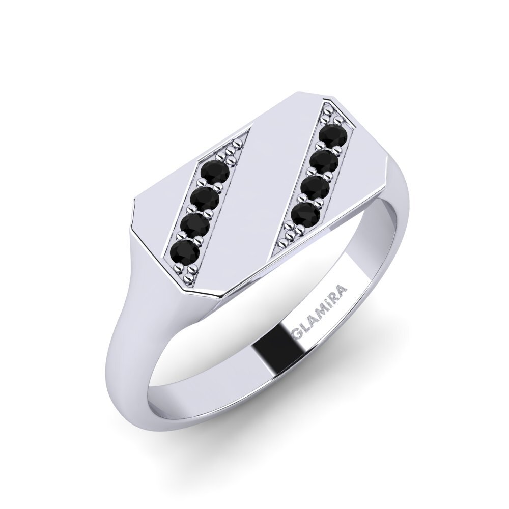 Diamante Negro Anillo de dedo meñique para hombre Wedrop