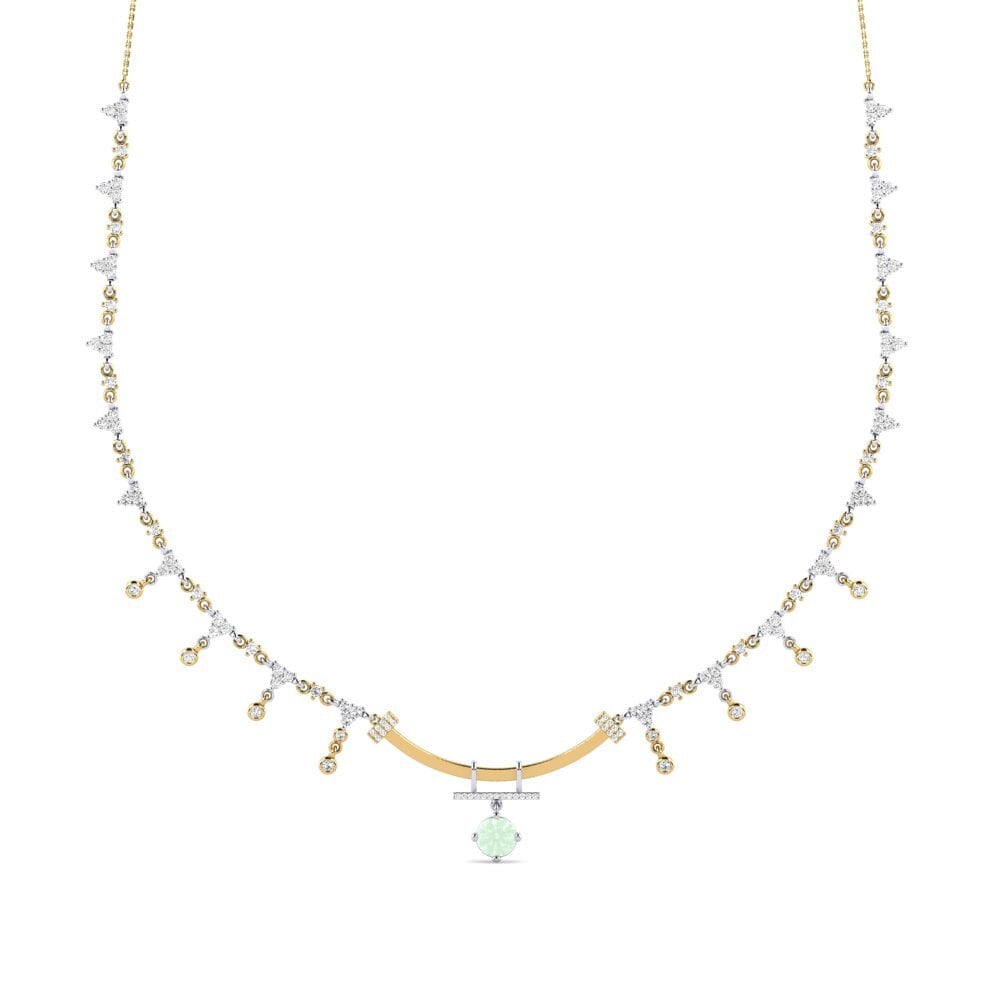 14k Oro Amarillo & Blanco Amatista verde Collar de Mujer Weedle