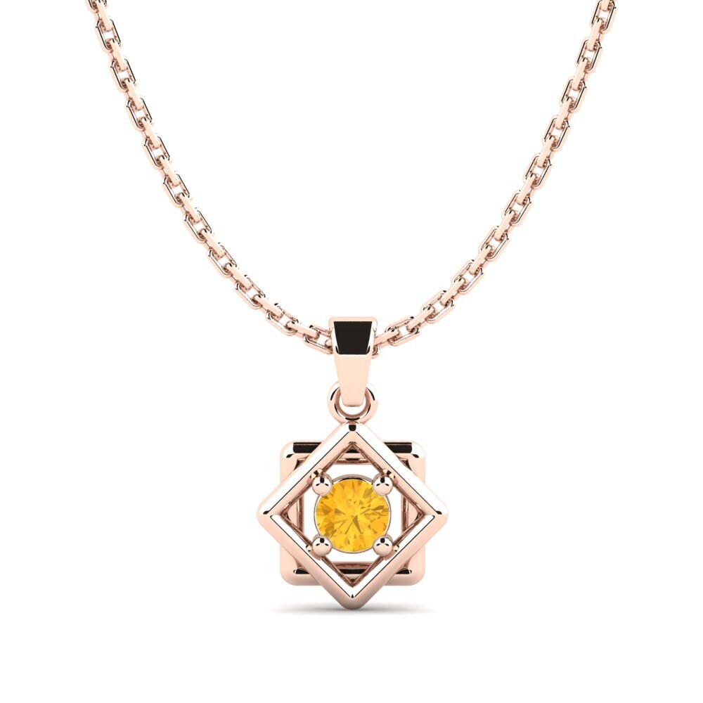 14k Oro Rosa Citrino Colgante de Mujer Weida