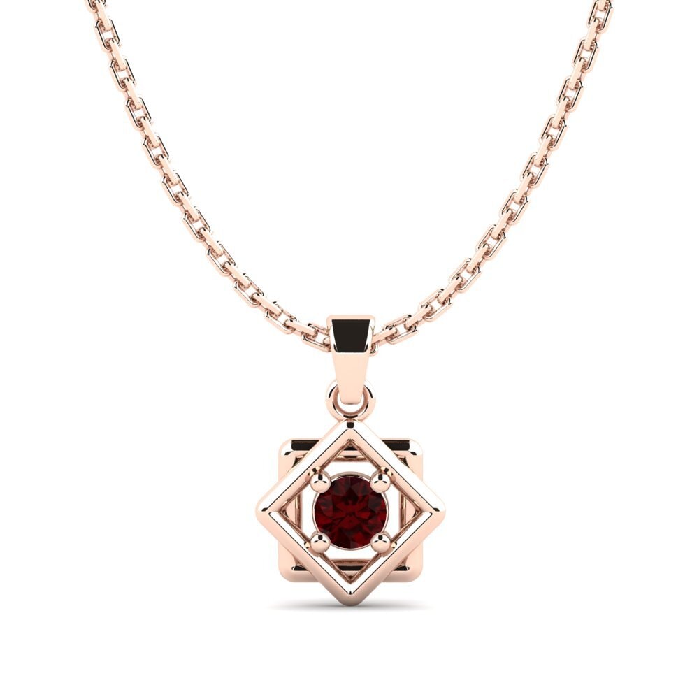 14k Oro Rosa Granate Colgante de Mujer Weida