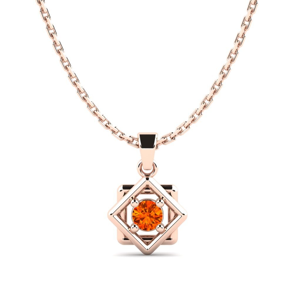 14k Oro Rosa Zafiro Naranja Colgante de Mujer Weida