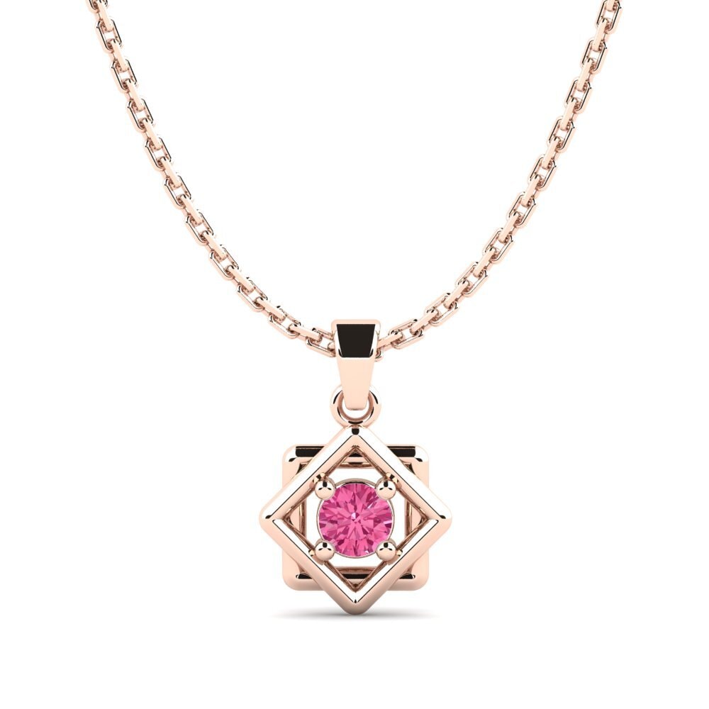 9k Oro Rosa Turmalina rosa Colgante de Mujer Weida