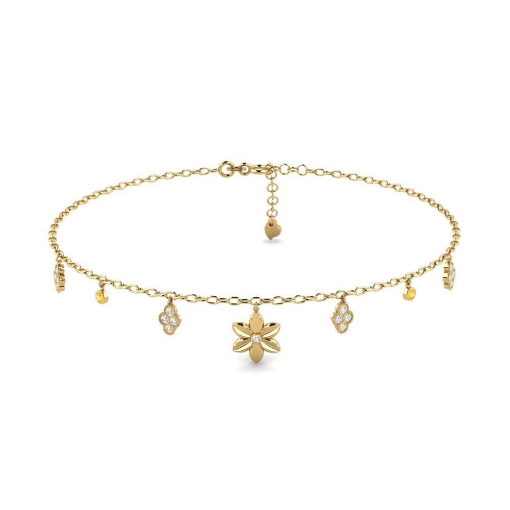 14ct Yellow Gold Citrine Women's Anklet Wekesa