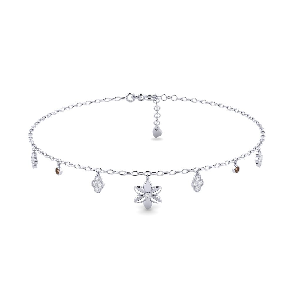 18ct White Gold Smoky Quartz Women's Anklet Wekesa