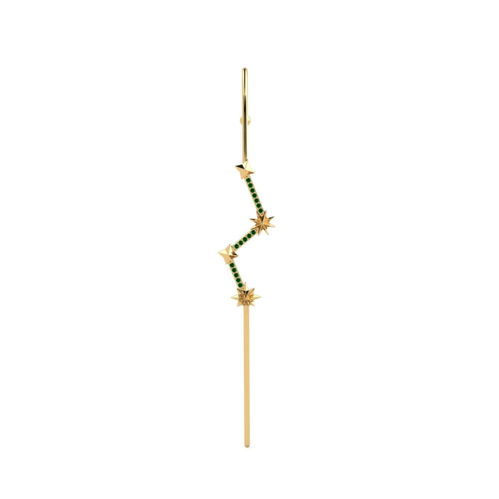 9ct Yellow Gold Green Zirconia Ear Piercing Welkin