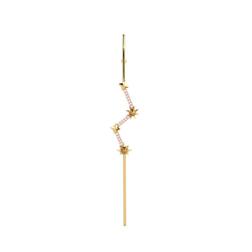 14ct Yellow Gold Pink Sapphire Ear Piercing Welkin