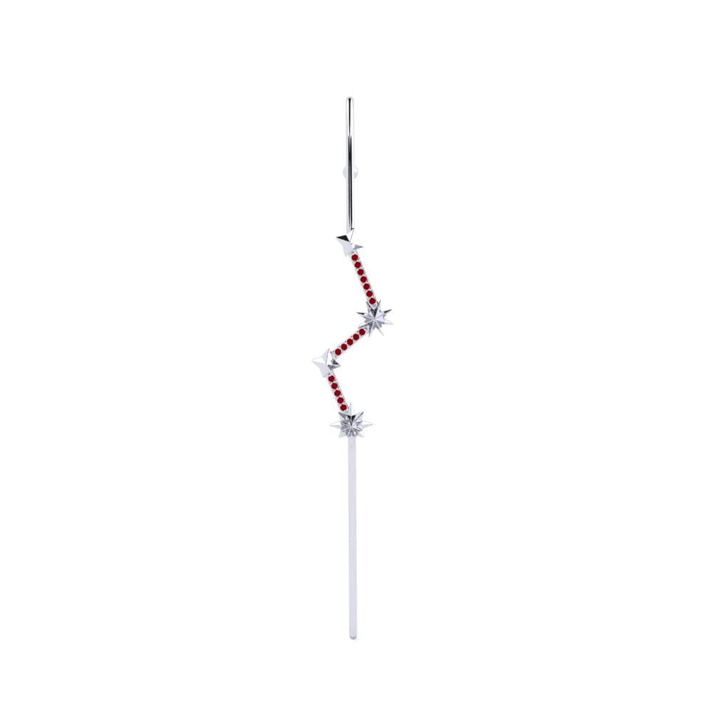 White Silver Red Zirconia Ear Piercing Welkin