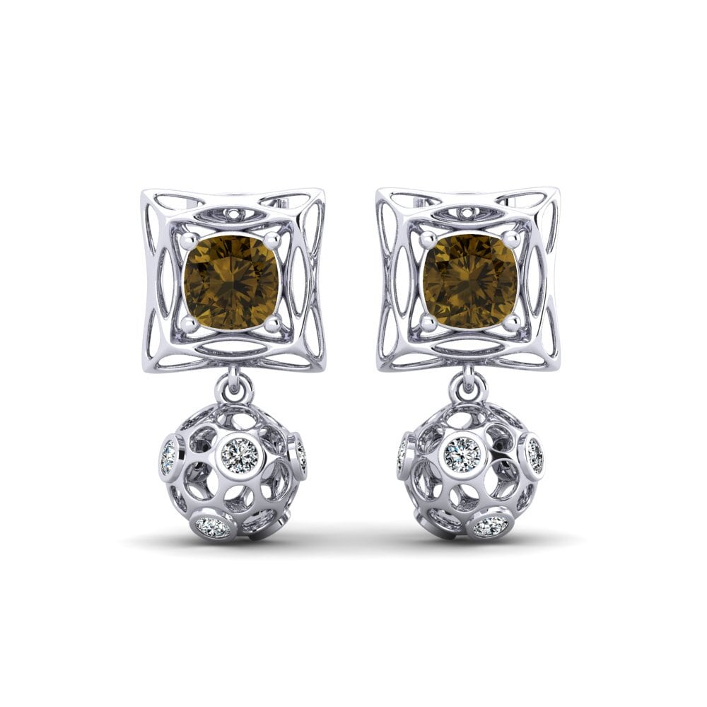 White Silver Brown Zircon Women's Earring Wendi