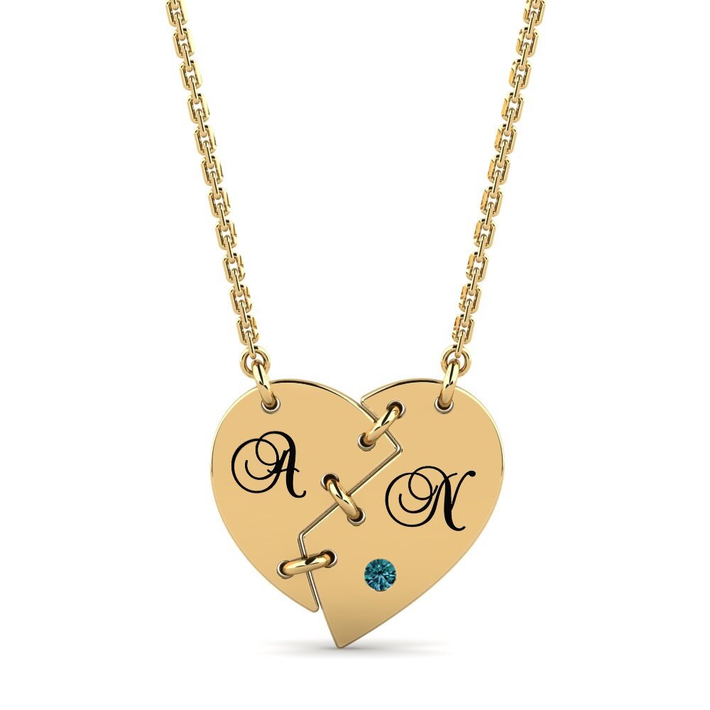 14k Oro Amarillo Diamante Azul Collar de Mujer Wendolyn