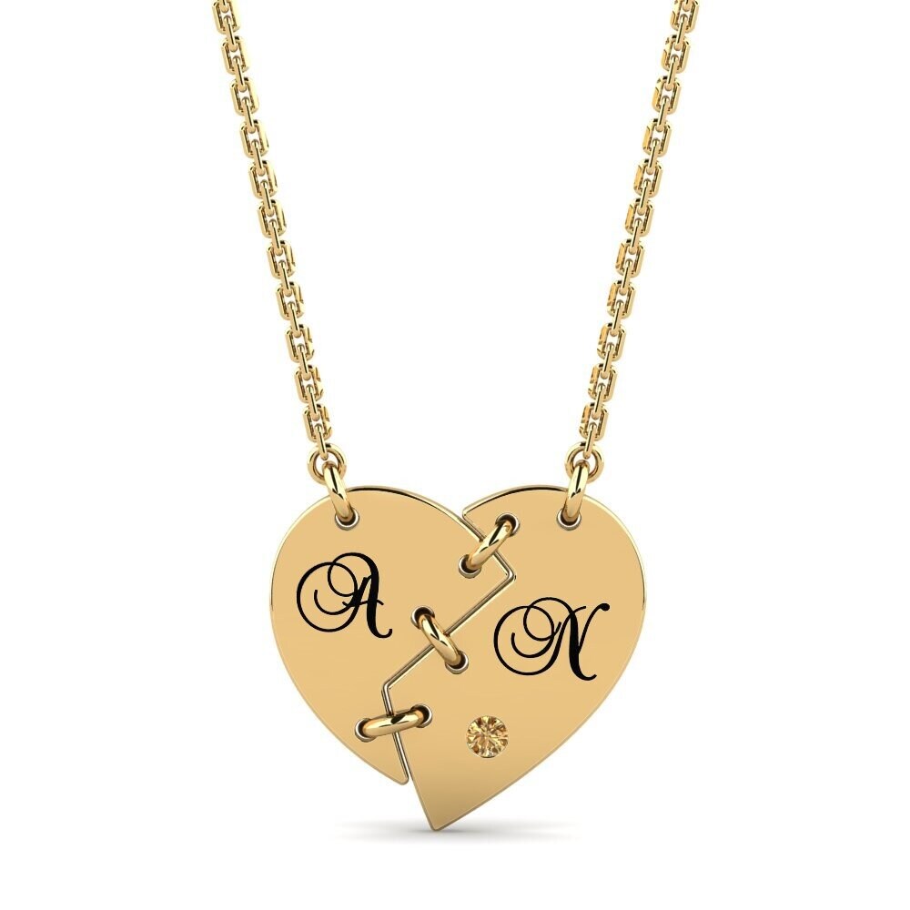 14k Oro Amarillo Diamante Marrón Collar de Mujer Wendolyn