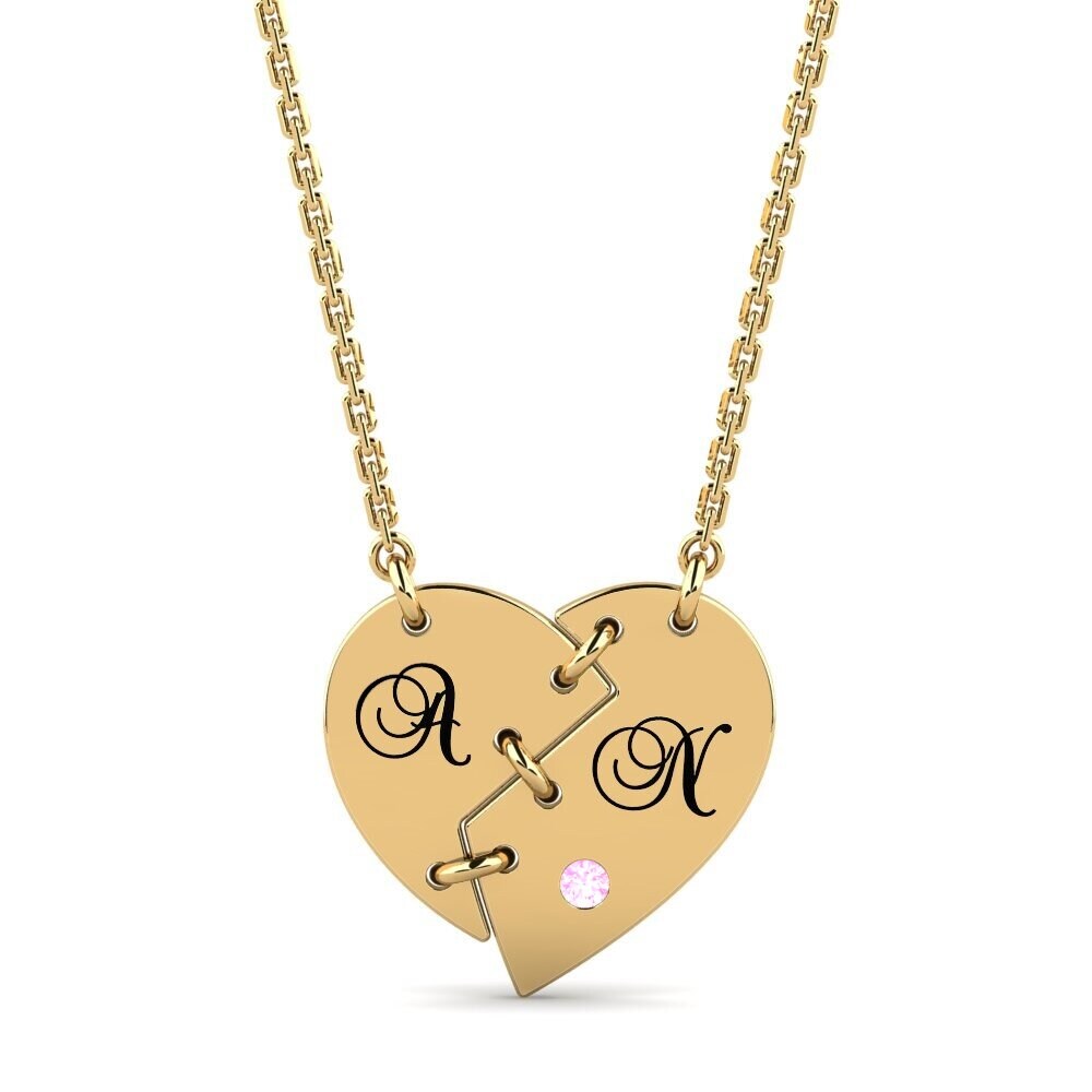 14k Oro Amarillo Zafiro Rosado Collar de Mujer Wendolyn