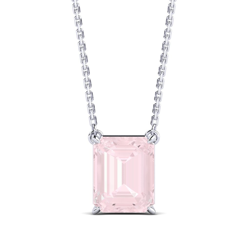 Paladio 950 Cuarzo rosa Collar de Mujer Wequro
