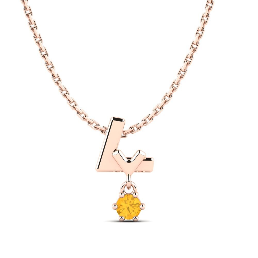 14k Oro Rosa Citrino Colgante de Mujer Werradith