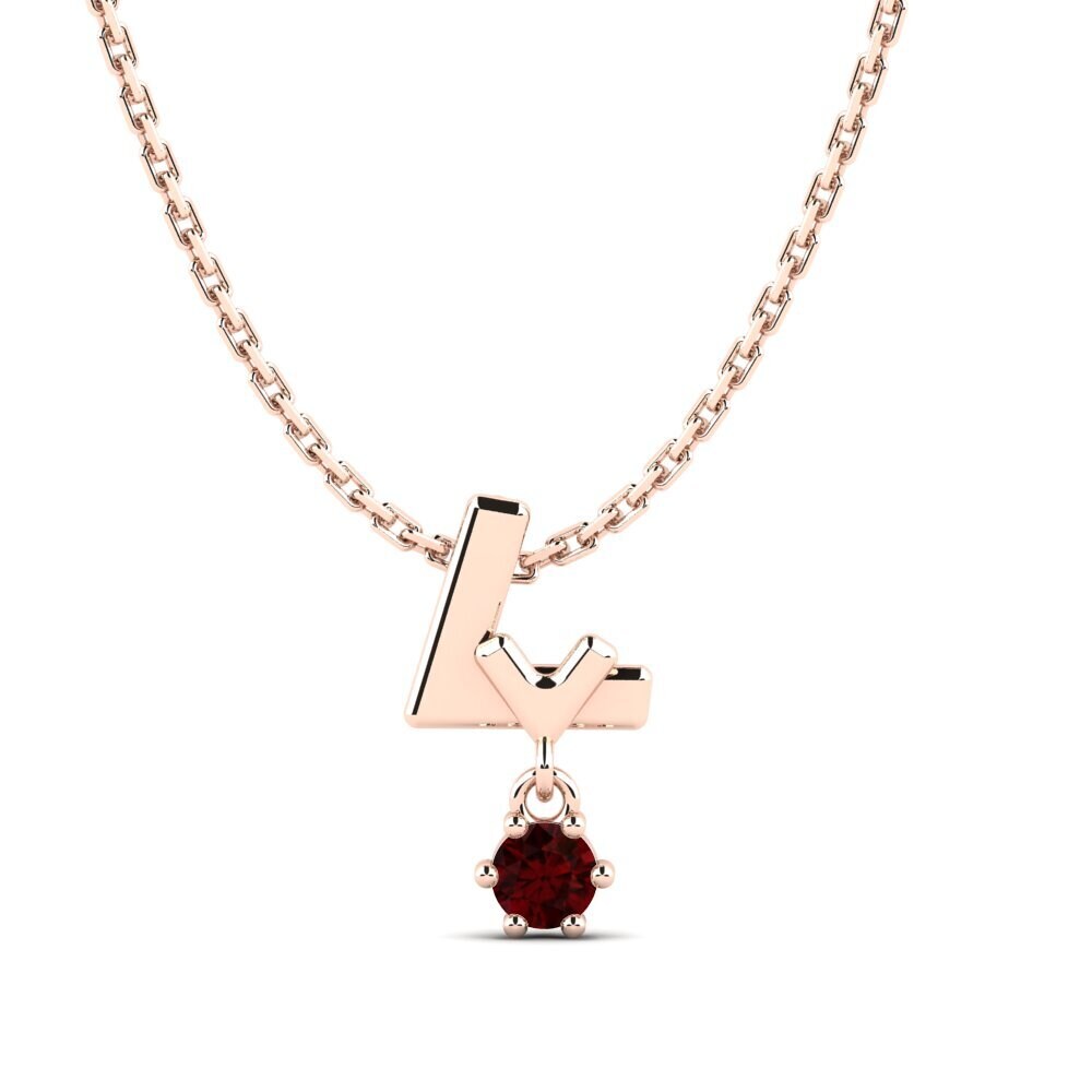 14k Oro Rosa Granate Colgante de Mujer Werradith