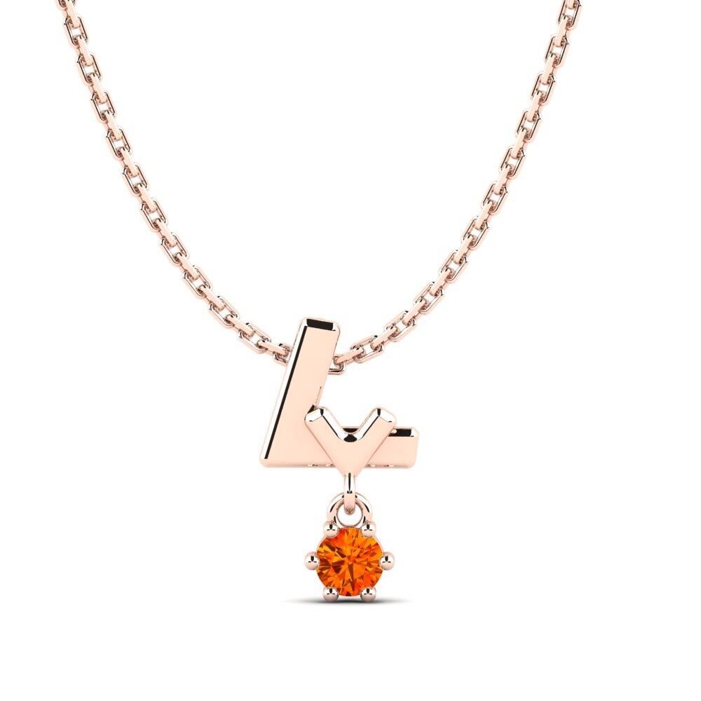 14k Oro Rosa Zafiro Naranja Colgante de Mujer Werradith