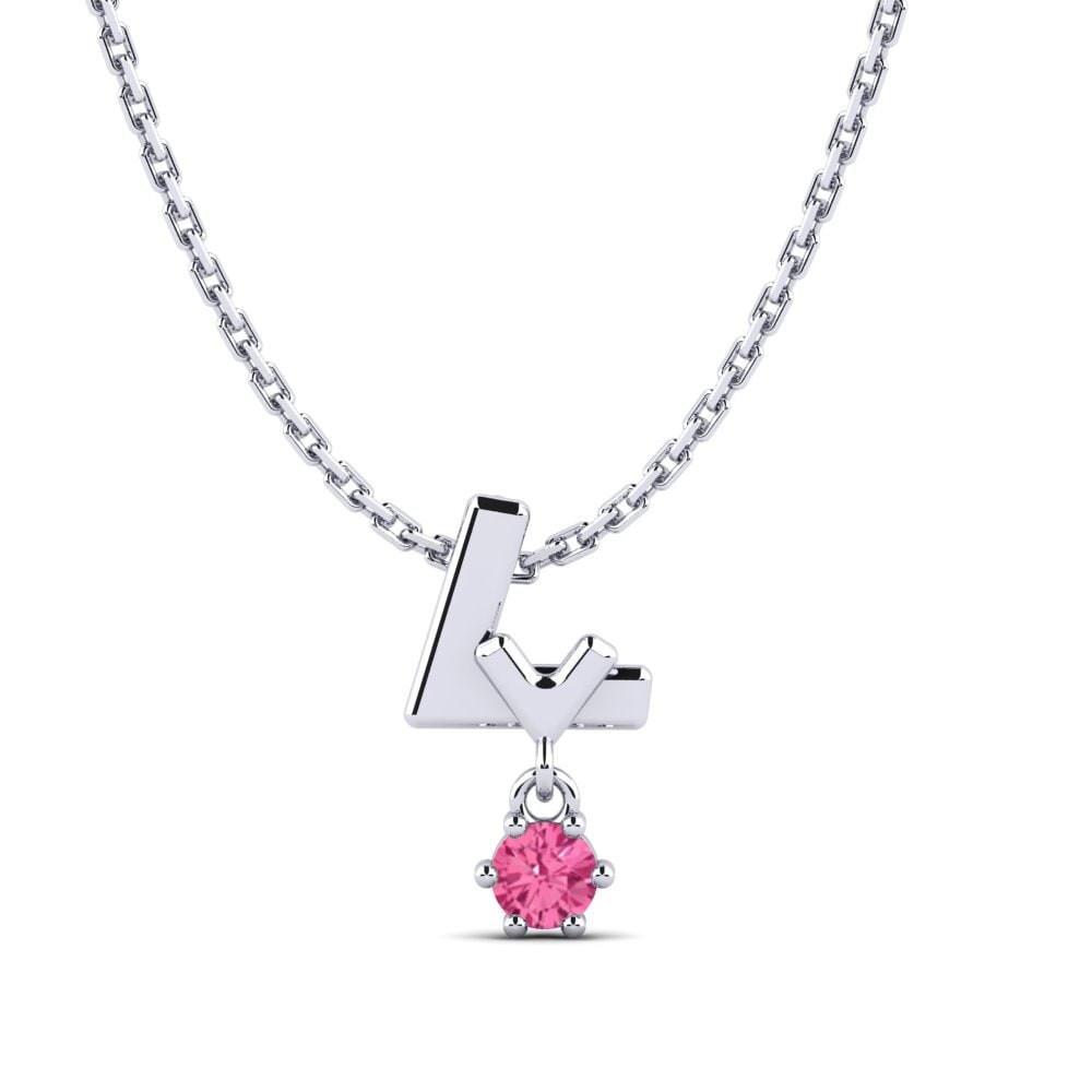 Platino 950 Turmalina rosa Colgante de Mujer Werradith