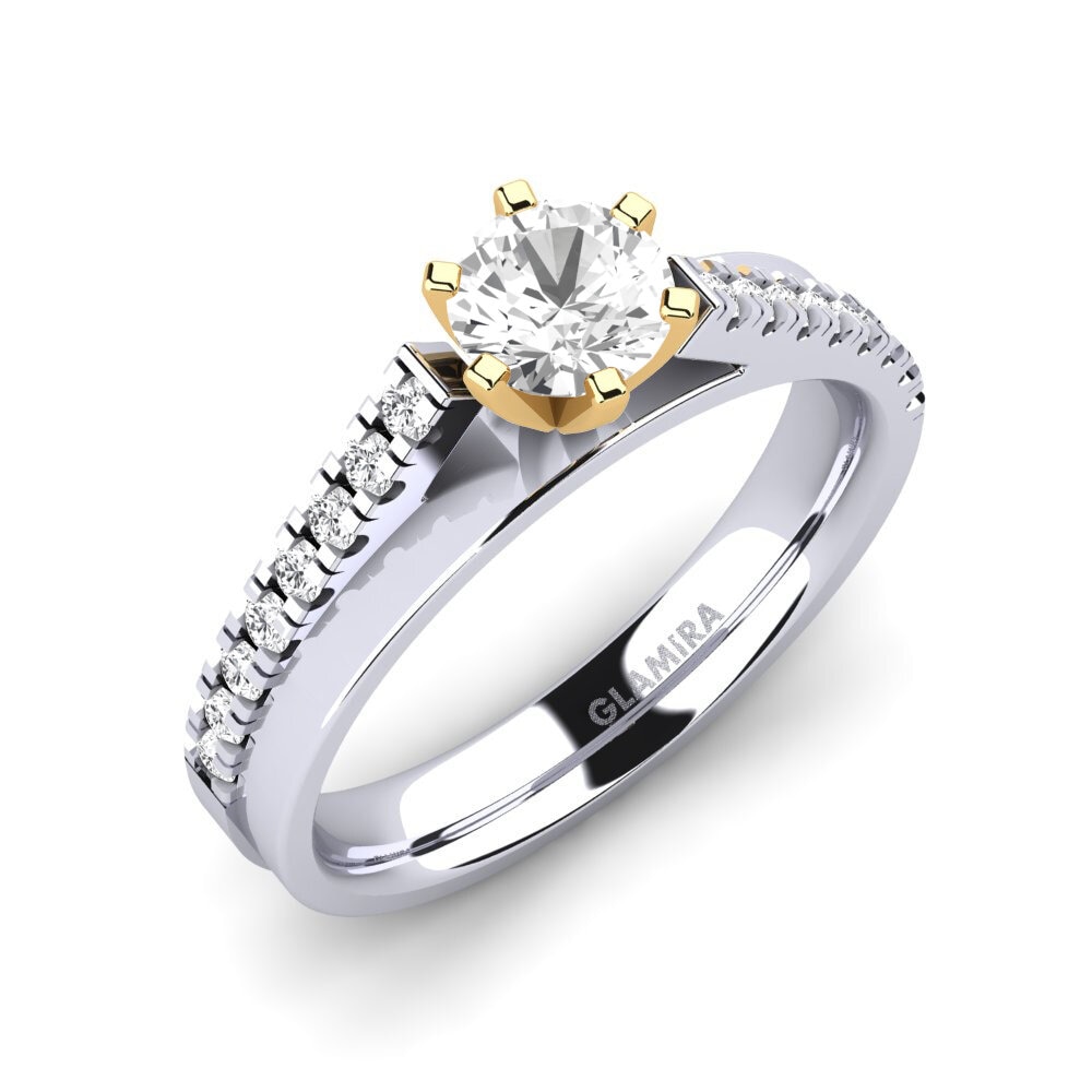 14ct White / Yellow Gold White sapphire Engagement Ring Wesle 0.5 crt