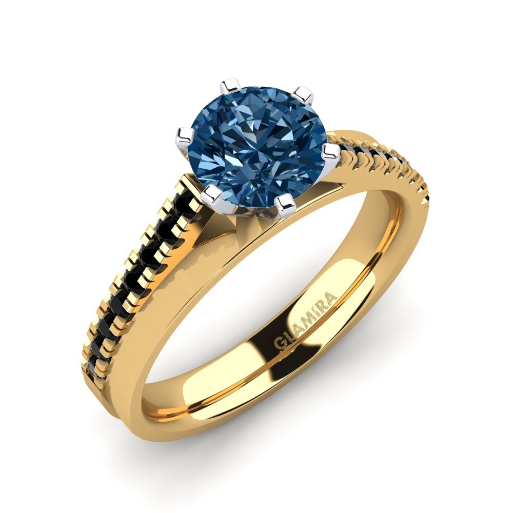 18k Oro Amarillo & Blanco Anillo de compromiso Wesle 1.0 crt