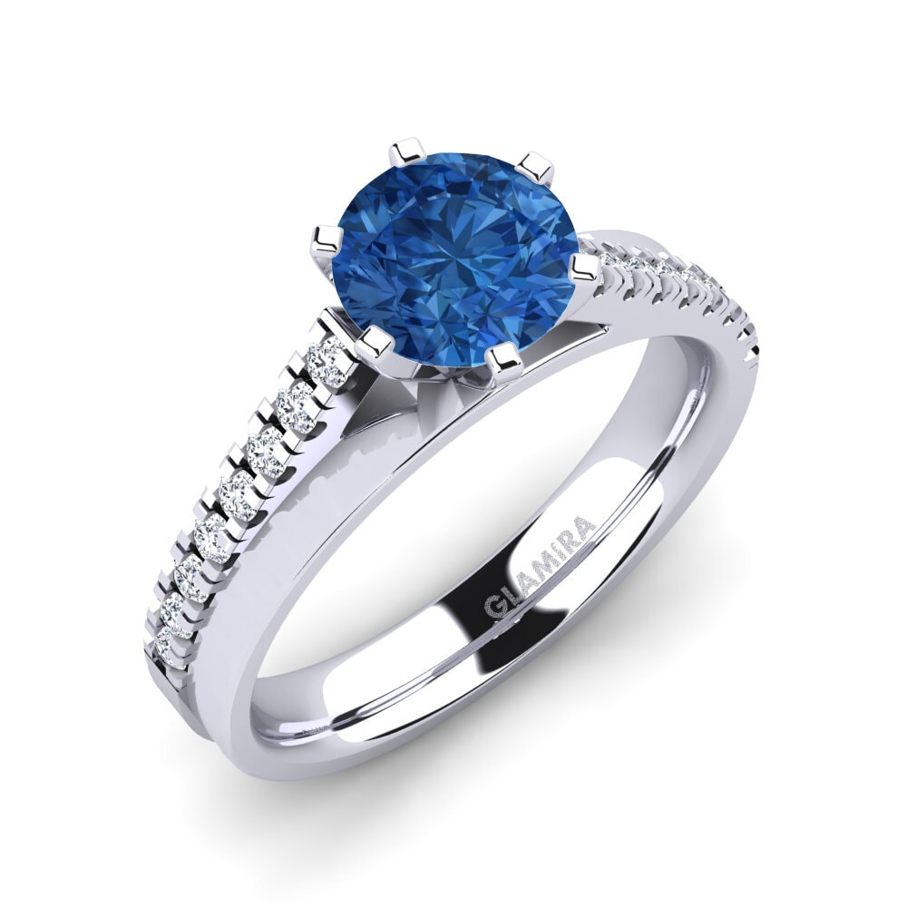 Dark Blue Zirconia Engagement Ring Wesle 1.0 crt