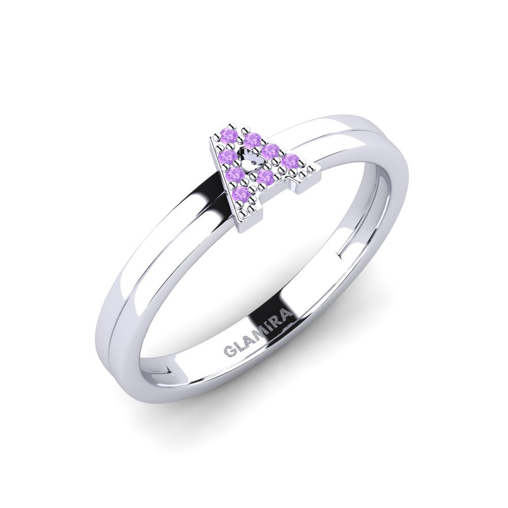White Silver Amethyst Ring Wessex