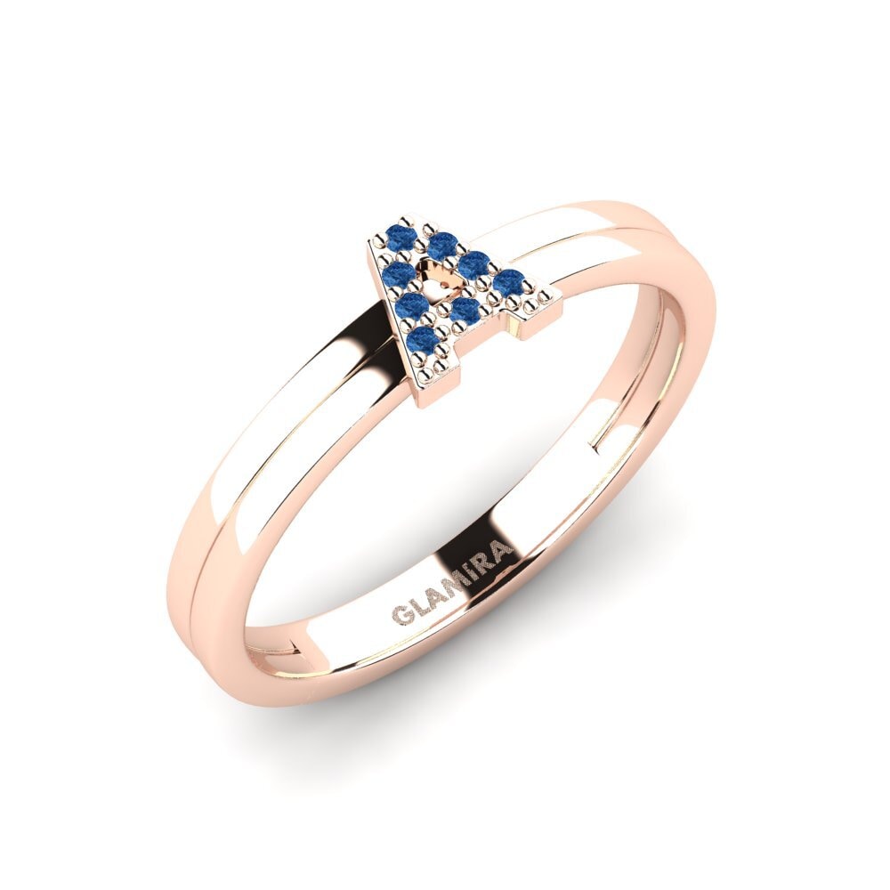 18ct Rose Gold Dark Blue Zirconia Ring Wessex
