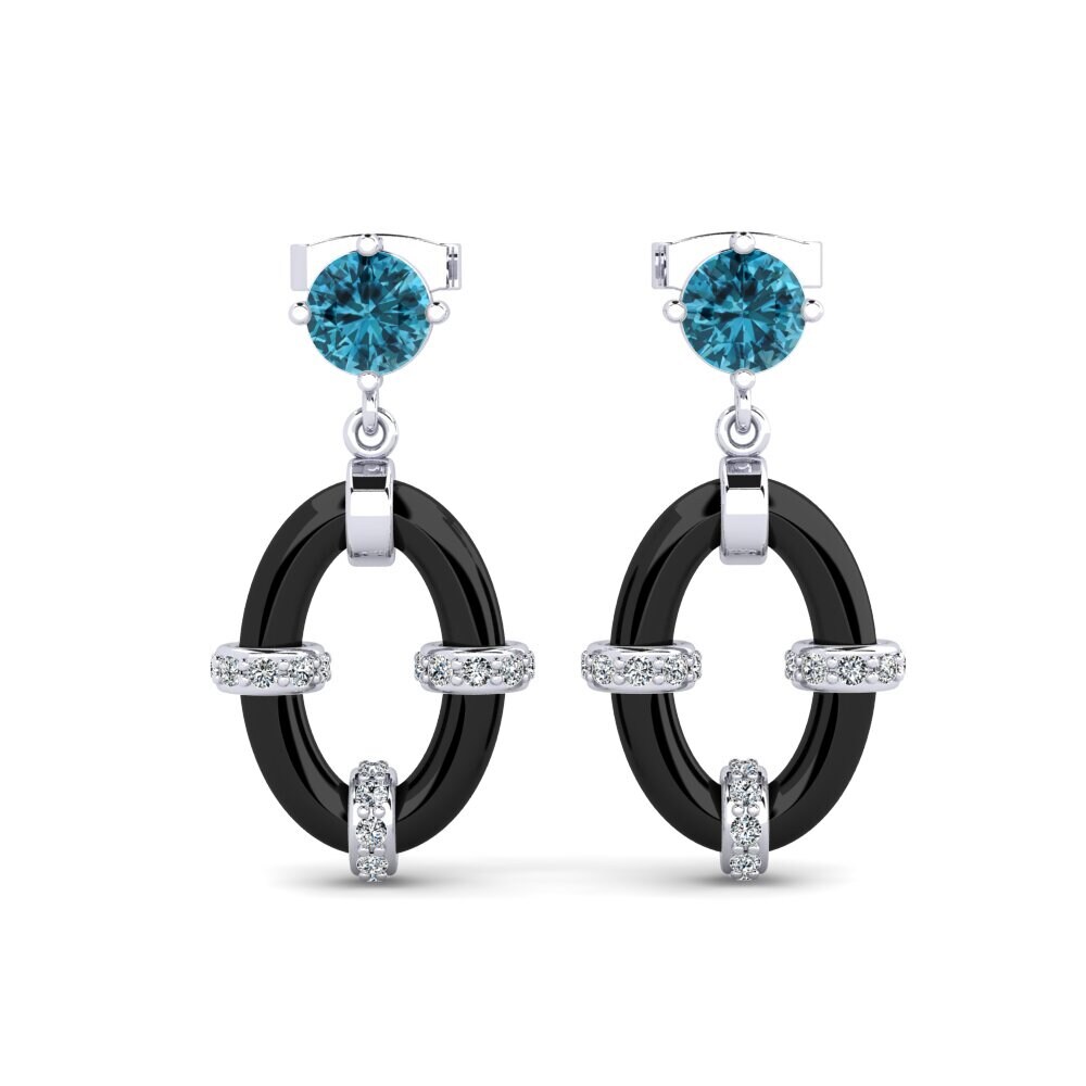 950 Palladium Blue Zircon Women's Earring Westcott