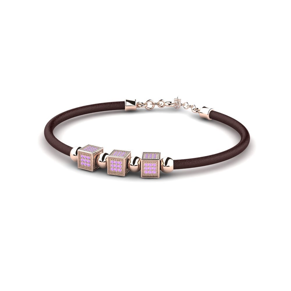 18ct Rose Gold Amethyst Men's Bracelet Westley