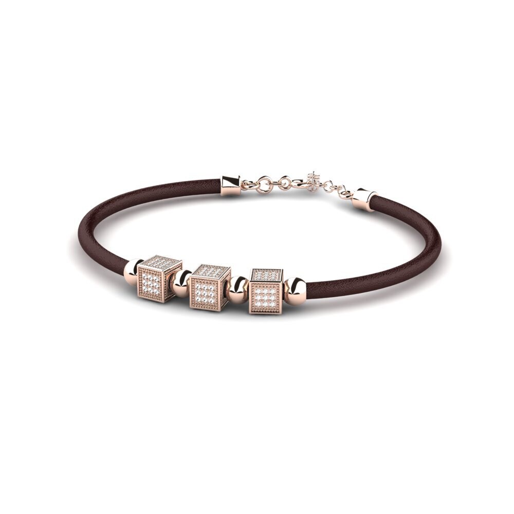 9K Rose Gold White sapphire Men's Bracelet Westley