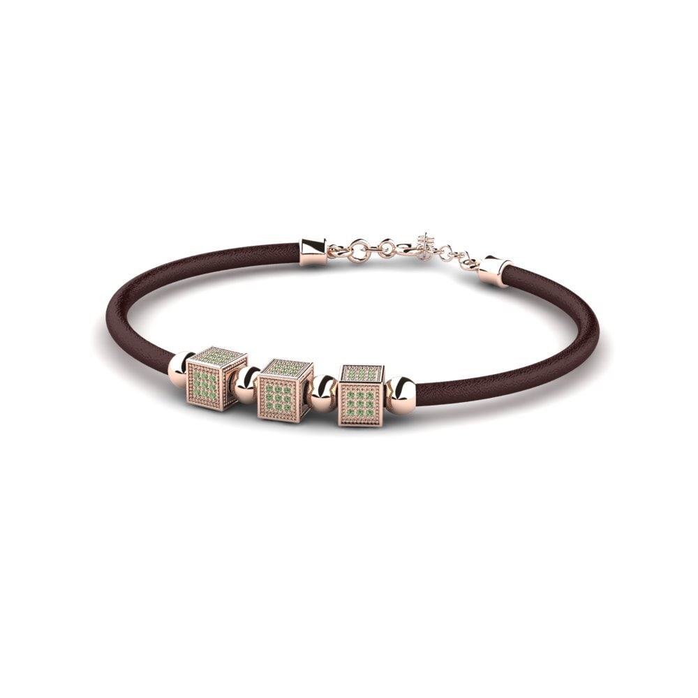 18ct Rose Gold Green Diamond Men's Bracelet Westley