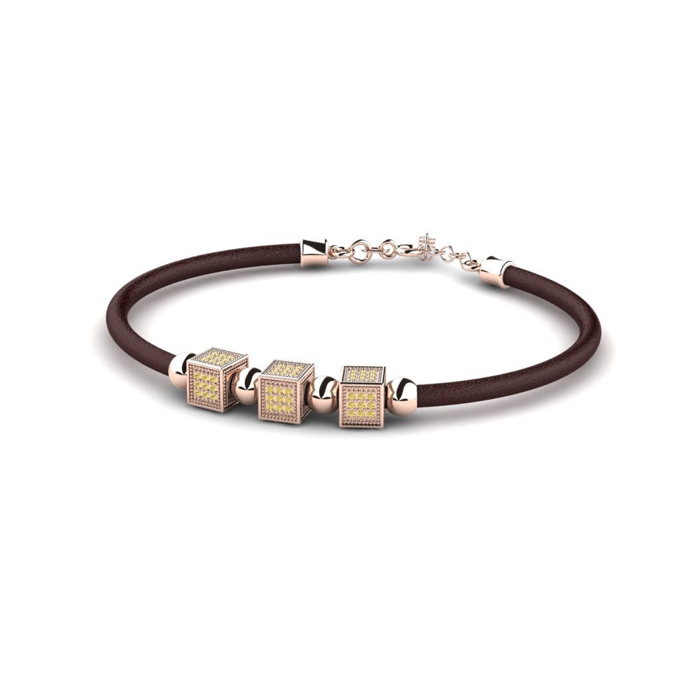18ct Rose Gold Yellow Diamond Men's Bracelet Westley