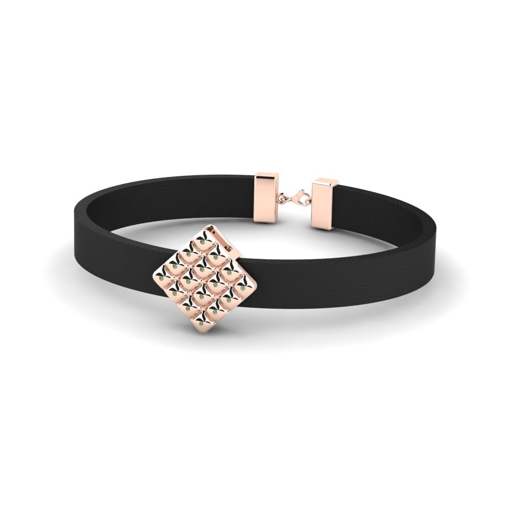18ct Rose Gold Green Diamond Men's Bracelet Weston