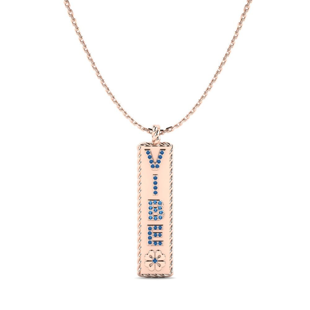 18ct Rose Gold Dark Blue Zirconia Women's Pendant Weymouth