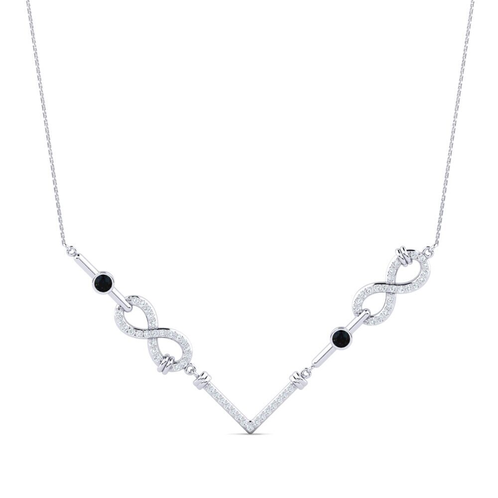 950 Platinum Black Opal Women's Necklace Whakaaro