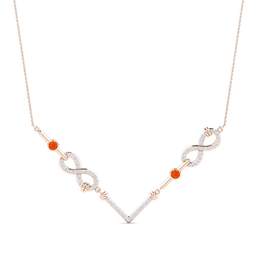 9ct Rose Gold Fire Opal Women's Necklace Whakaaro