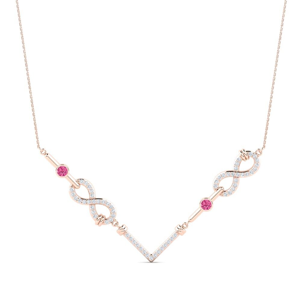 9ct Rose Gold Pink Tourmaline Women's Necklace Whakaaro