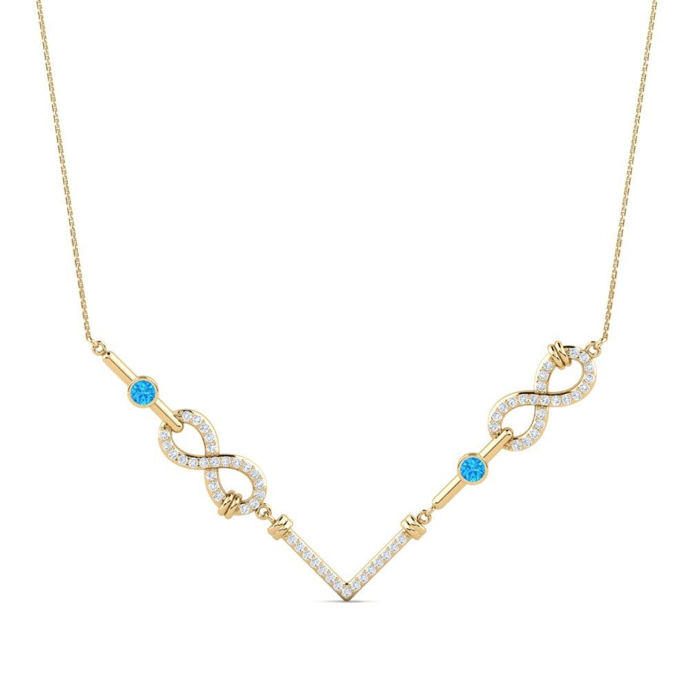 9ct Yellow Gold Blue Topaz Women's Necklace Whakaaro