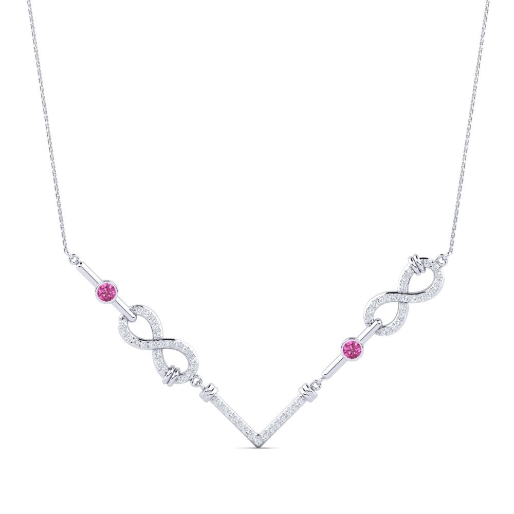 9ct White Gold Pink Topaz Women's Necklace Whakaaro