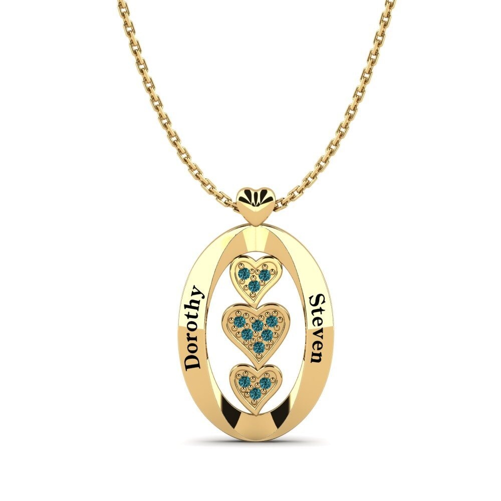 14k Oro Amarillo Diamante Azul Collar de Mujer Whitney