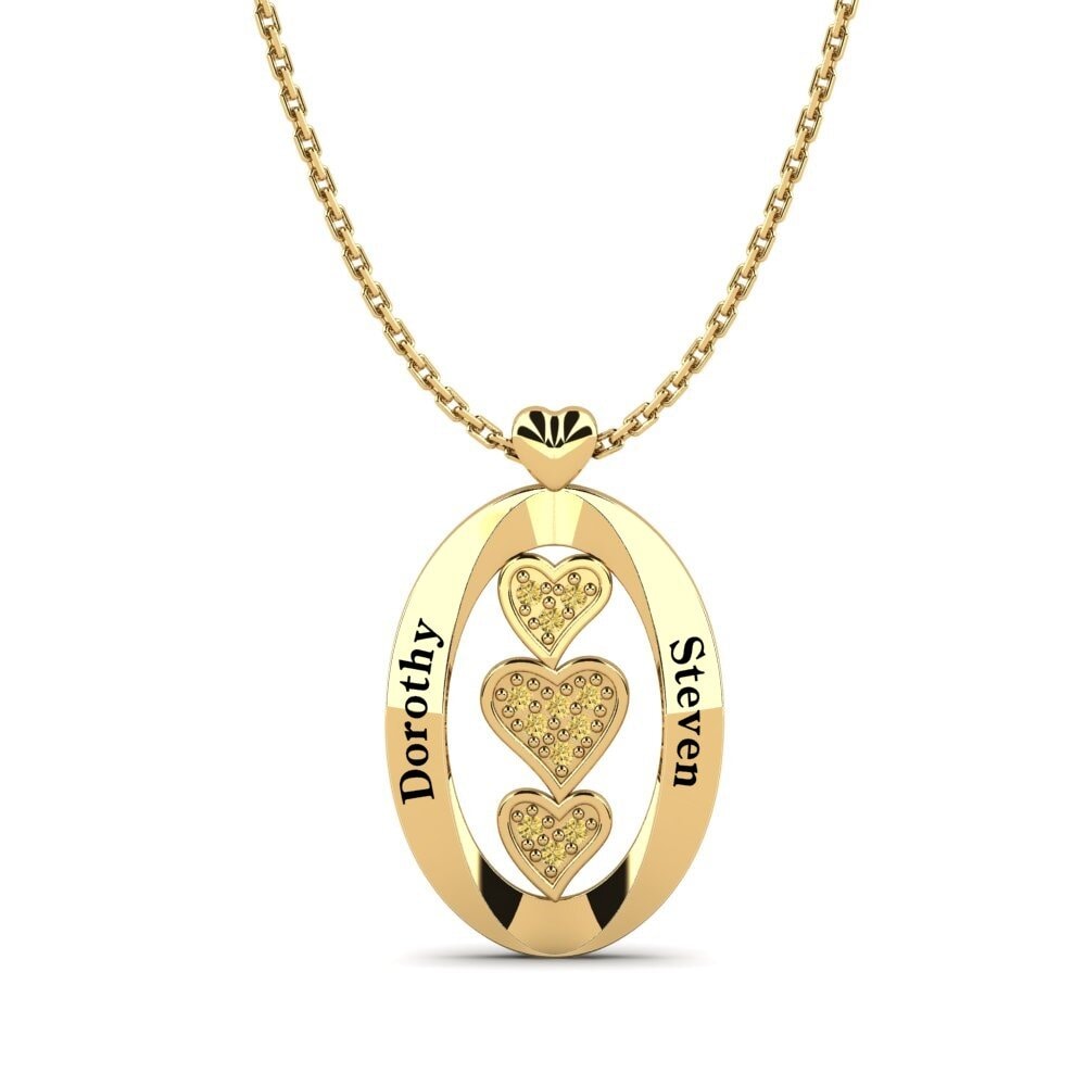 14k Oro Amarillo Diamante Amarillo Collar de Mujer Whitney