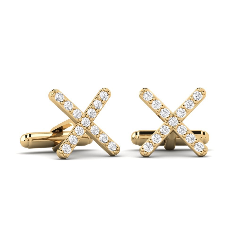 14ct Yellow Gold White sapphire Cufflink Wiebke