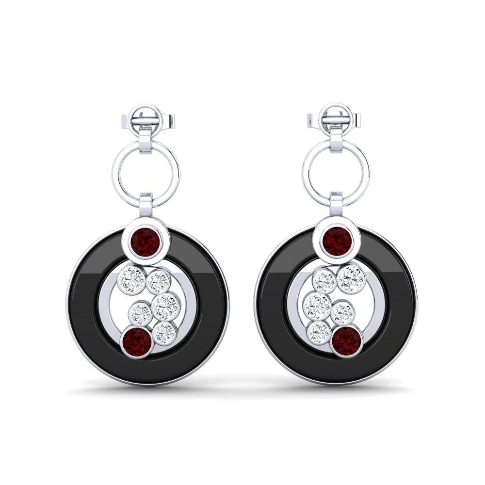 950 Platinum Garnet Women's Earring Wilham